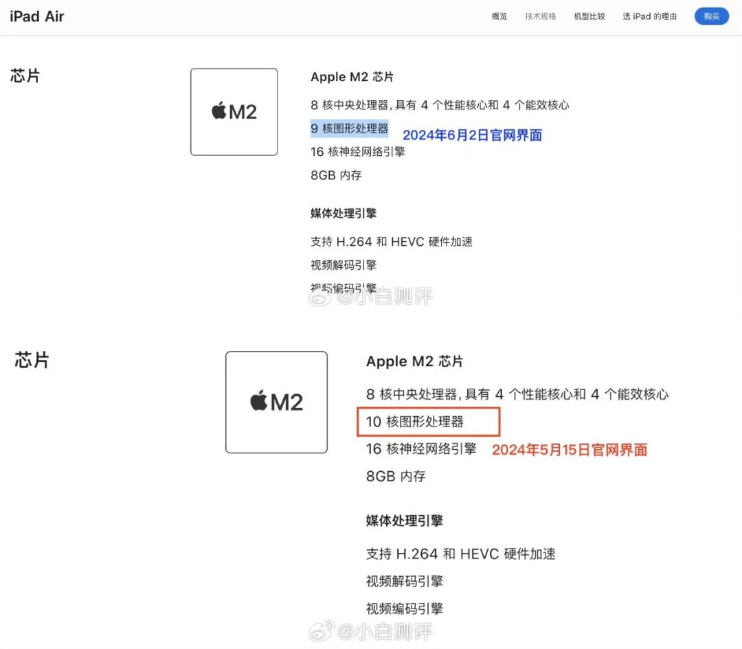 「平板」iPadAir6发售半月后芯片规格有变化？苹果发言人回应