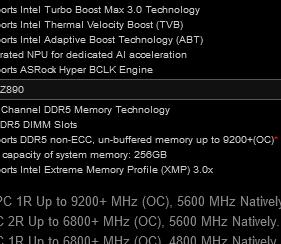 华擎四内存槽Z890主板信息曝光：原生DDR5-5600，支持9200+MT/s超